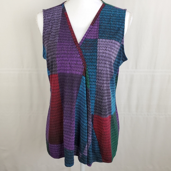 Dana Buchman sleeveless v neck jersey top size PL - Picture 1 of 7